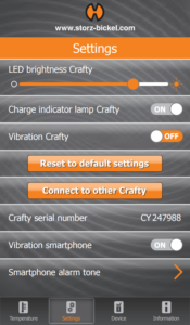 Crafty Vaporizer smartphone app settings