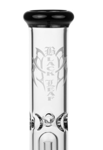 black leaf glass ice bong with preecooler front logo